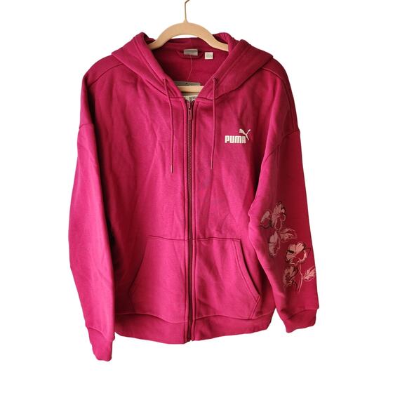 NWT Puma Women's Zip Up Hoodie Magenta L - Picture 1 of 7